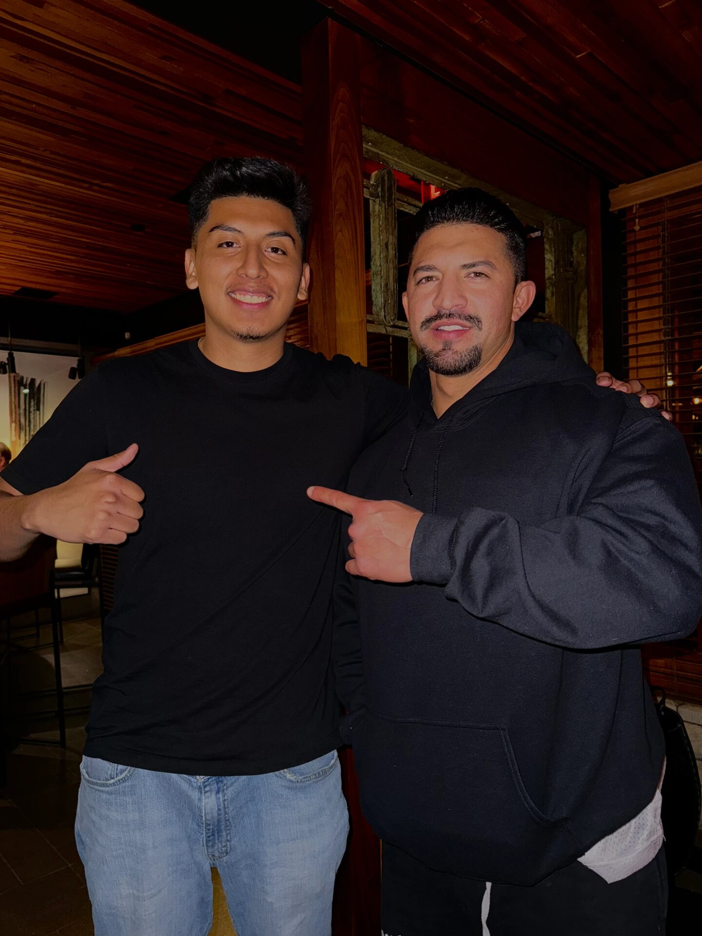 With a client at a restaurant after filming